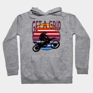 Get A Grip Dirt Bike Retro Sunset Art Hoodie